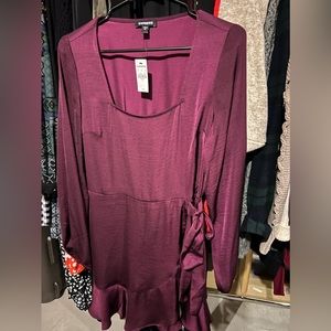 Brand new super flattering silk maroon dress